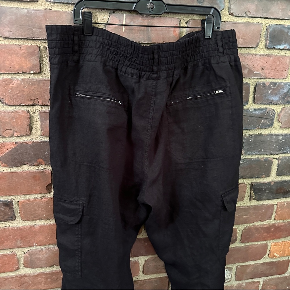 WRAP London black zip ankle linen cargo pants - Picture 5 of 6